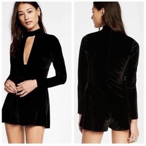 Velvet Mock Neck Romper
